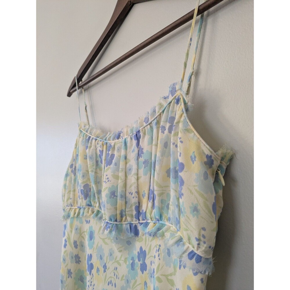 Vtg Express Y2K Silk Babydoll Floral Fairy Dress Midi Dainty Butter Yellow 5/6 - Picture 2 of 9